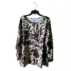 Misslook Lagenlook Style Leopard Animal Print Women Long Sleeve Shirt Large